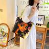 Canvas Tote Bag For Women With Creative Print And Spliced Design For Casual Travel