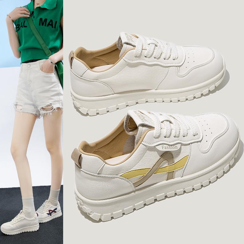 Версия из коровьей кожи, белые туфли на толстой подошве, детская универсальная тонкая спортивная обувь, летняя новинка, повседневная обувь на мягкой подошве