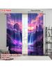 2pcs, plane printing Window Curtain Fantasy Mountain Waterfall Durable 100% Polyester Fabric (without rod) Gifts Perfect for