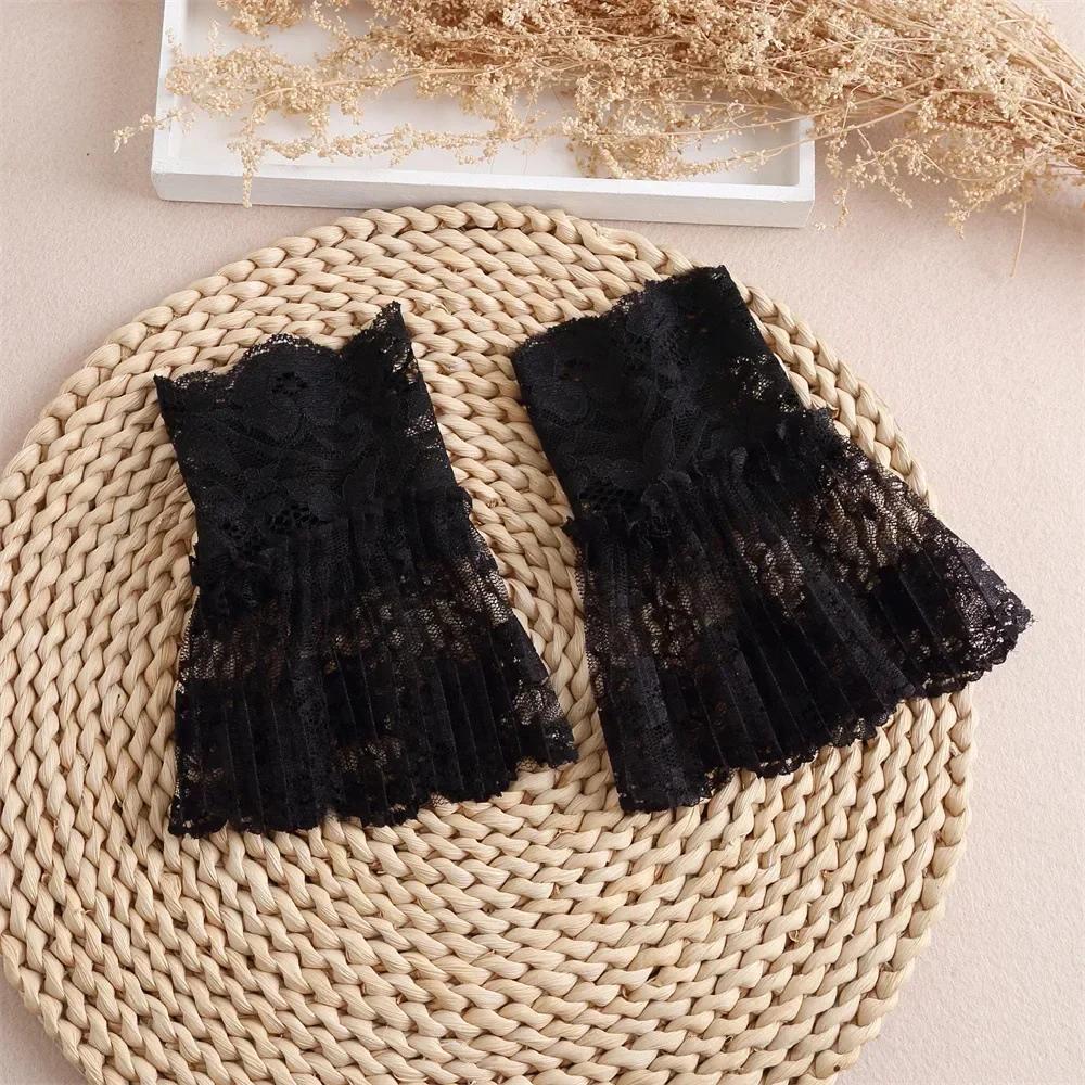 Cross-border Pleated Mesh Lace Sleeves Women's Decorative Cuffs Replacement Fake Sleeves