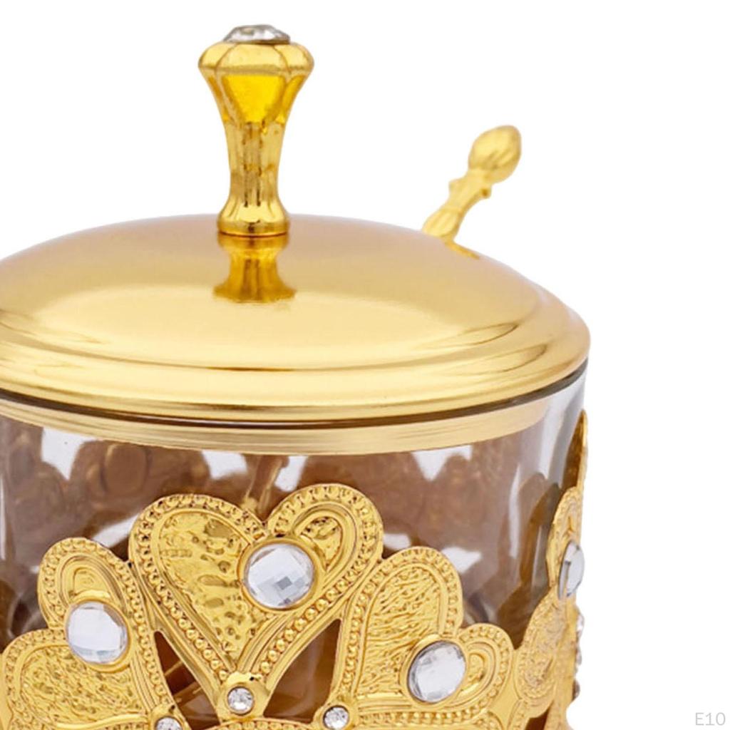 Condiment Containers Jar (Gold Color) Modern Tea Canister Small Sugar Bowl European Spice