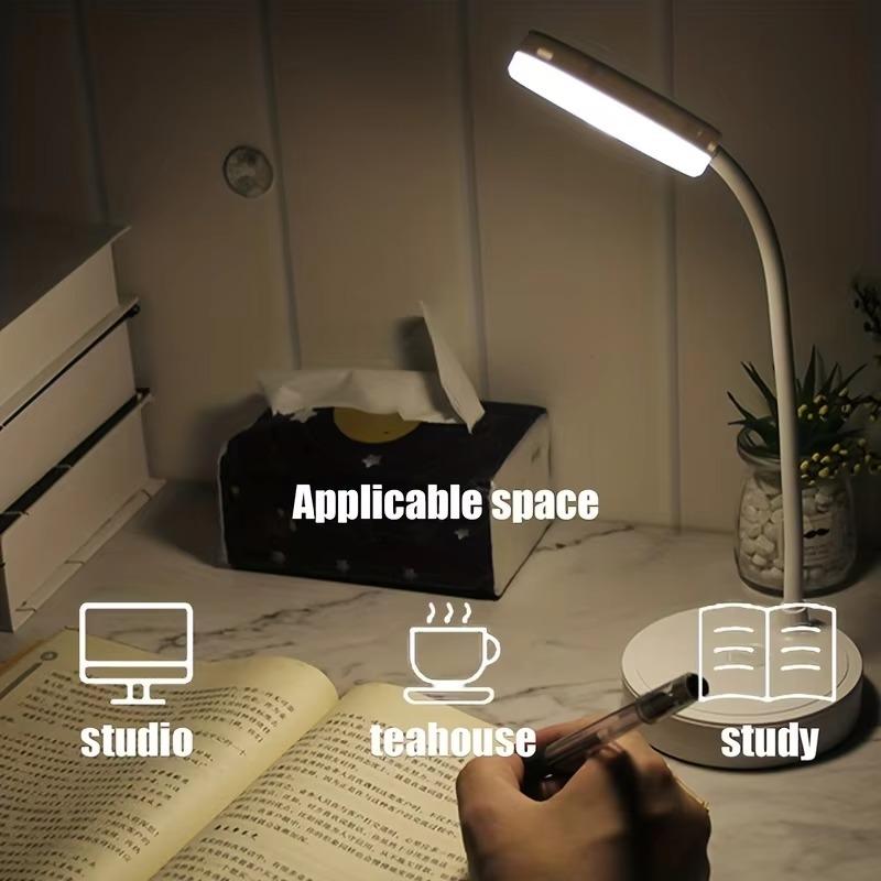 USB Rechargeable Clip‑on Table Lamp, LED Eye‑Caring Desk Lamp, Dimmable Reading Night Light for Study, Office & Bedside Work