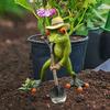 Садовая лягушка, держащая лопату, зеленая лягушка, смоляная статуэтка, фермерское животное, скульптура, украшение для домашнего офиса, рабочего стола, украшение для сада в помещении и на открытом воздухе
