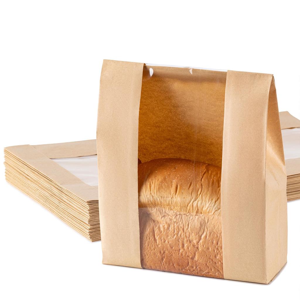 50PCS Transparent Window Bread Bags Waterproof Oil-proof Food Packaging Bags for Home Kitchen Bakery Supplies