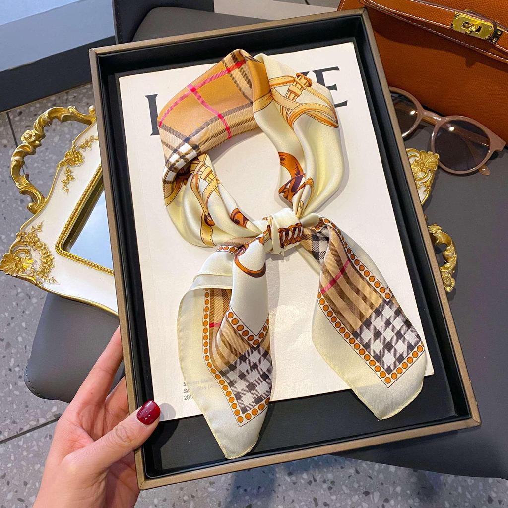 70cm Korean-Style Silk Square Scarf: Fashionable, Versatile Neck Protection and Decorative Accessory