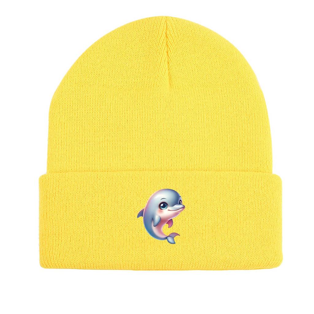Теплая вязаная шапка с изображением дельфина, шапки Skullies, теплая спортивная вязаная шапка-бини