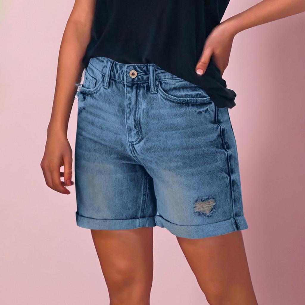 Женские однотонные джинсы облегающего кроя стретч-джинсы с потертостями