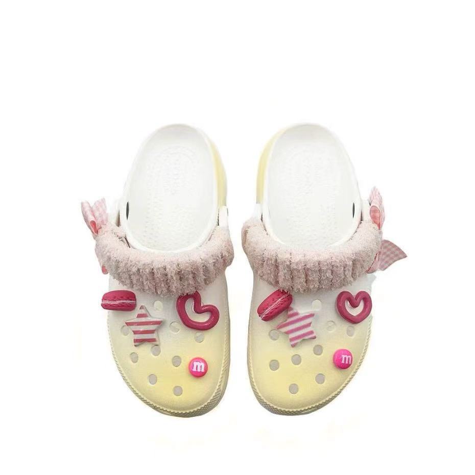 Crocs Классические клоги на платформе Лимонный сорбет Память Школьный стиль ЭВА Простой темперамент Крутые и удобные Обувь с отверстиями Унисекс Желтый