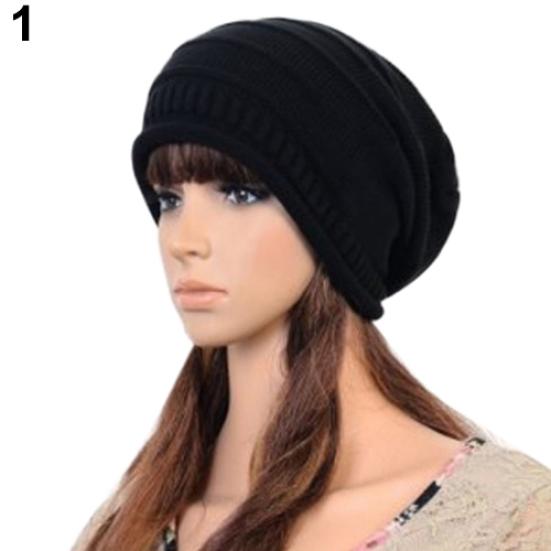 Unisex Winter Plicate Baggy Beanie Knit Crochet Ski Cap Oversized Slouch Hat
