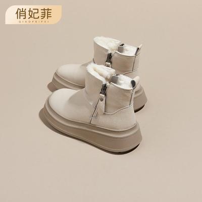 Женские зимние сапоги средней длины на флисовой подкладке, утолщенные, нескользящие, короткие, женские, зимние, новые, холодостойкие, теплые хлопковые сапоги для женщин