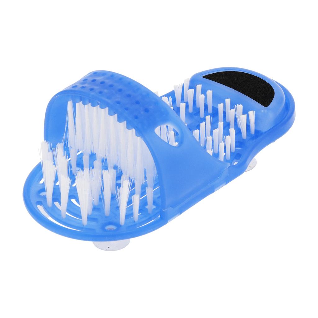 Shower Foot Scrubber Shoe Plastic Exfoliating Foot Massager Cleaner with Suction Cup Blue