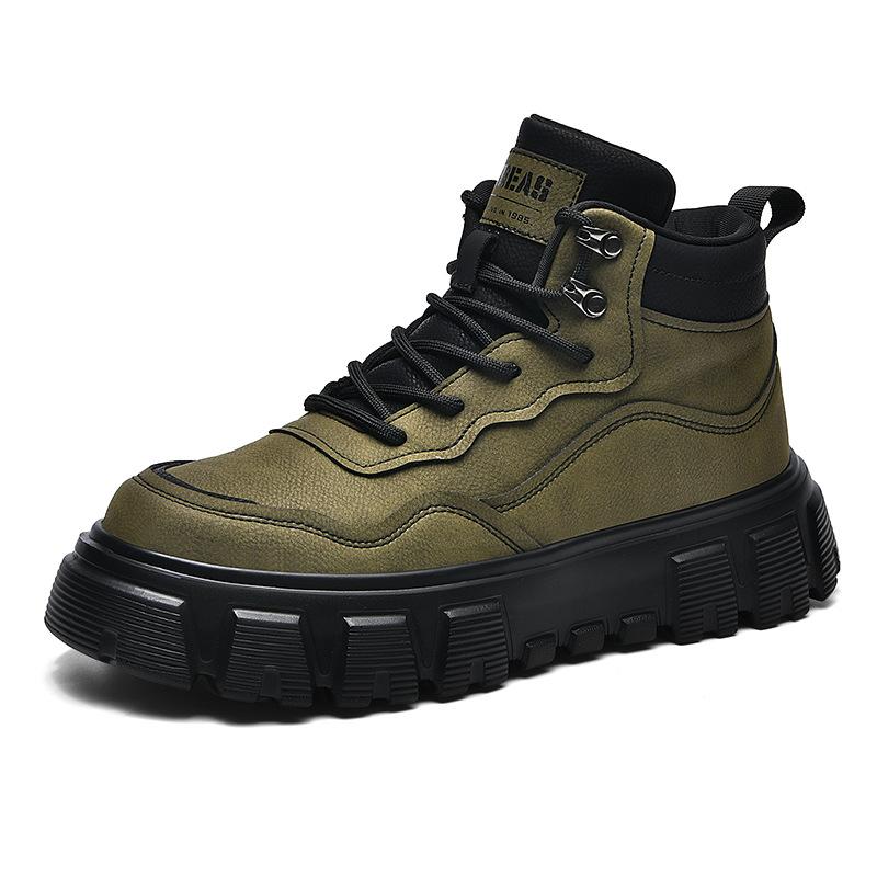Men's Shoes Thick Sole Light Luxury Versatile Trendy Shoes Men's Fashionable Leather Boots Spring New Short Boots Casual Martin Boots