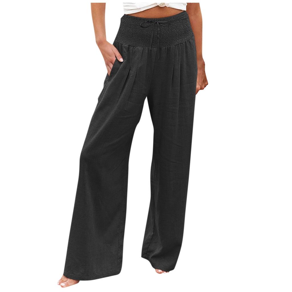 Women's Fashion Loose Casual Solid High Waist Wide Leg Pants Casual Pants