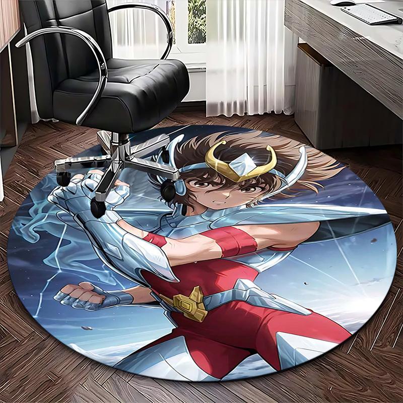 1pc Saint Seiya Athena Round Carpet - Anime Design Office Chair Mat