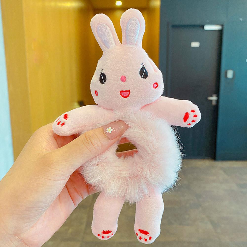 Women Girls Cute Cartoon Panda Hair Scrunchies Bear Elastic Plush Hair Sweet Cat Ponytail Hair L4U6