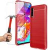 Protection Case - PROSHOP - Samsung Galaxy A70 - Flexible - Carbon Fiber - Red