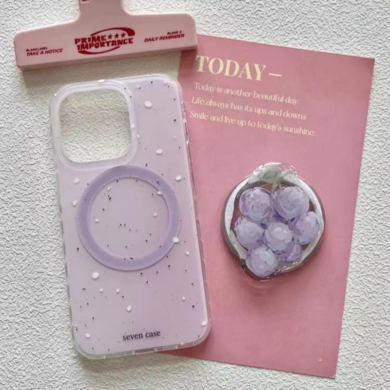 Магнитный чехол для телефона фиолетовый с брызгами чернил и подставкой Для iPhone 11 12 13 14 15 16 17 pro max