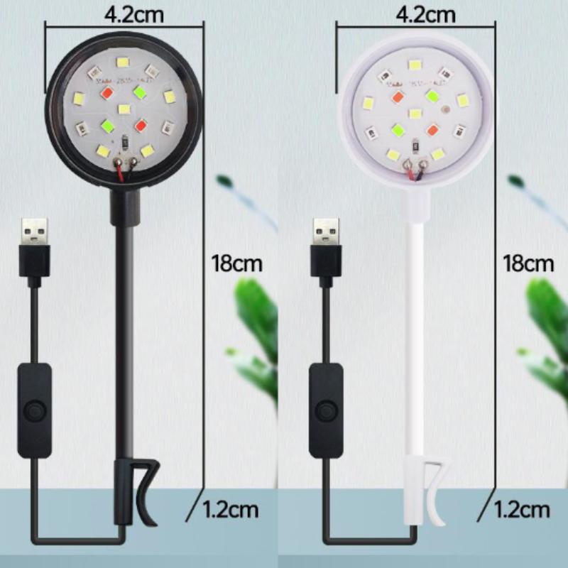 Аквариумный светильник с адаптером, светодиодный светильник для аквариума с зажимом, небольшой полноспектральный USB-светильник с вращением на 360°