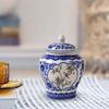 Ceramic Ginger Jar Ornaments with Lid Mandarin Vase Porcelain Jars for Home Decor Table Decoration Office Desktop Countertop