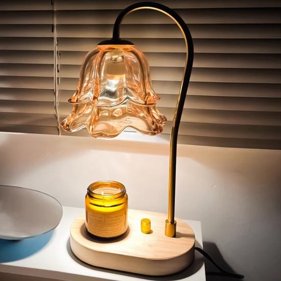 Лампа-подогреватель свечей с деревянной основой, функцией таймера, регулируемой яркостью, ароматизированным воскотопом