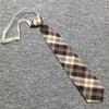 Free Jk Tie Plaid Brown Gray Vintage Student Pullover Rubber Band College Ins Japanese Tr Uniform Tie