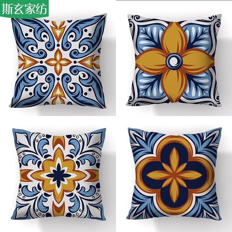 Nordic Ethnic Style Mandala Digital Printed Square Pillow Cover Linen Sofa Pillow Cushion Cover Home Furnishings