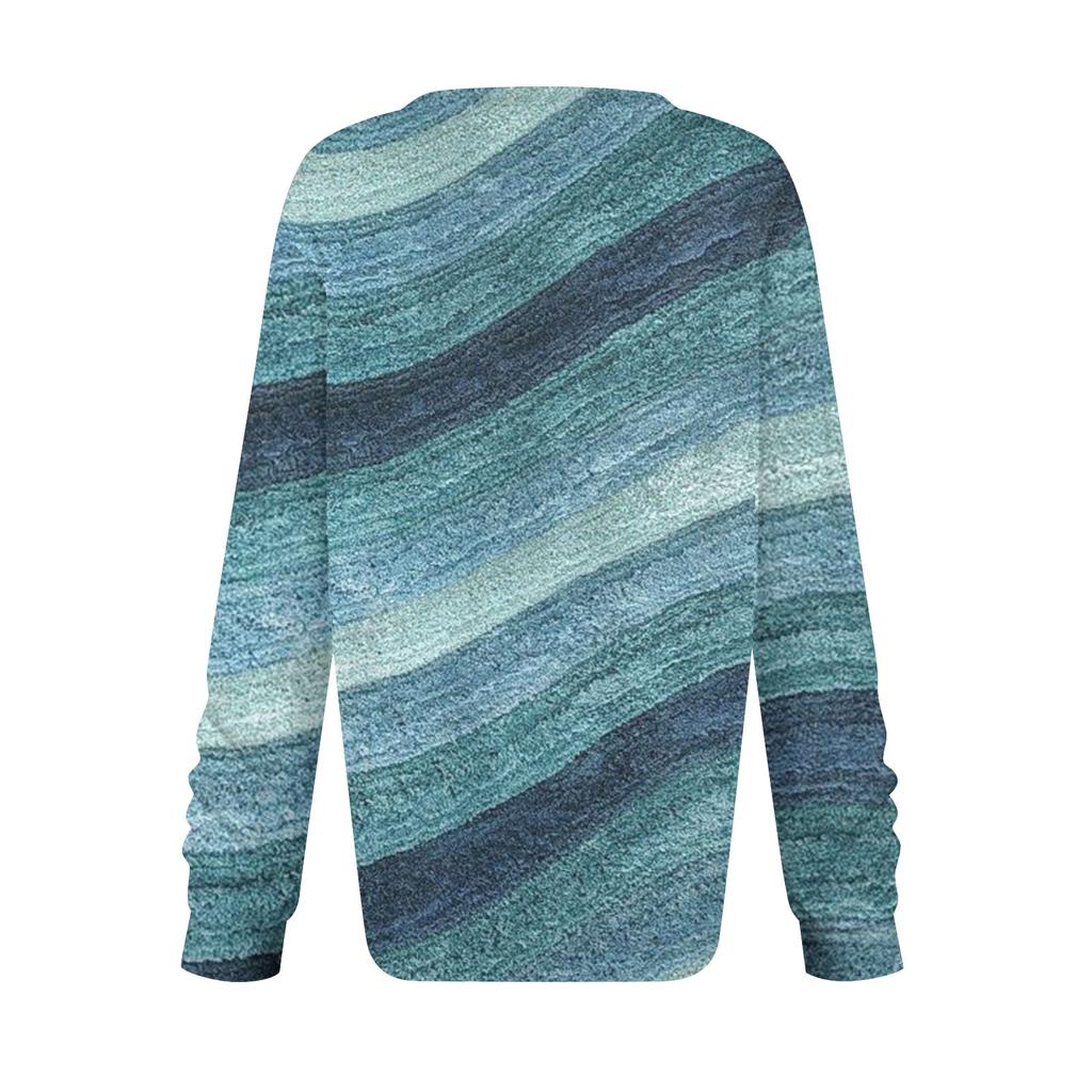 Женская мода, повседневная блузка с длинным рукавом и круглым вырезом, пуловер с принтом