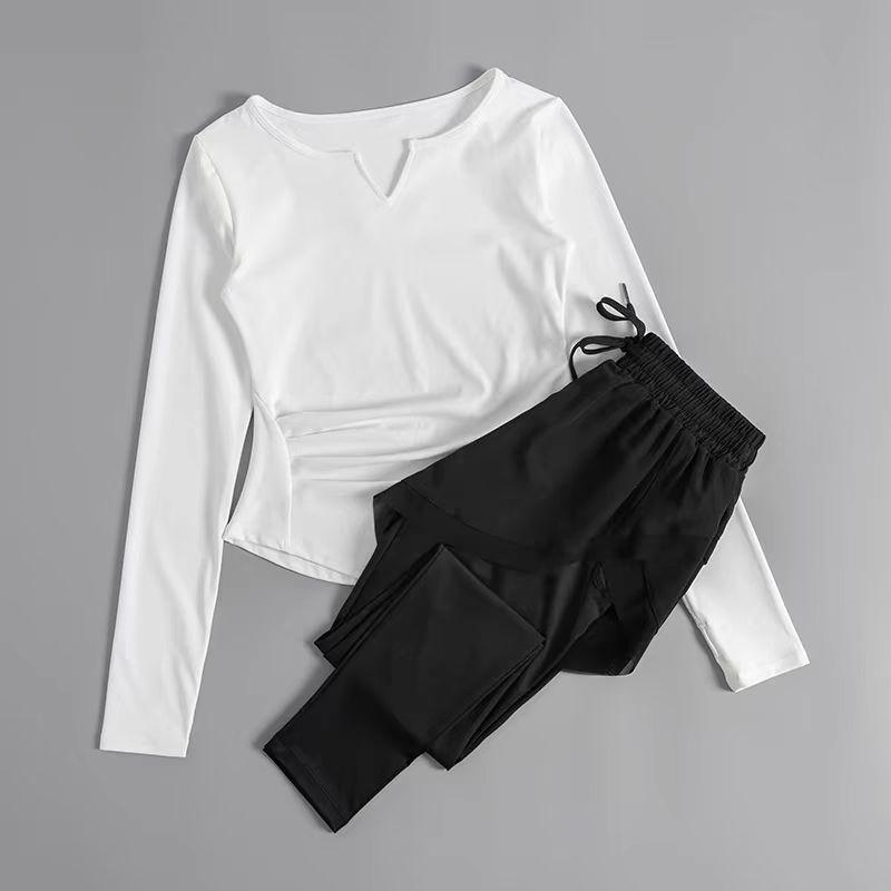 Женский быстросохнущий костюм для йоги 2024 года: Осенне-зимняя спортивная одежда для бега, пилатеса и фитнеса