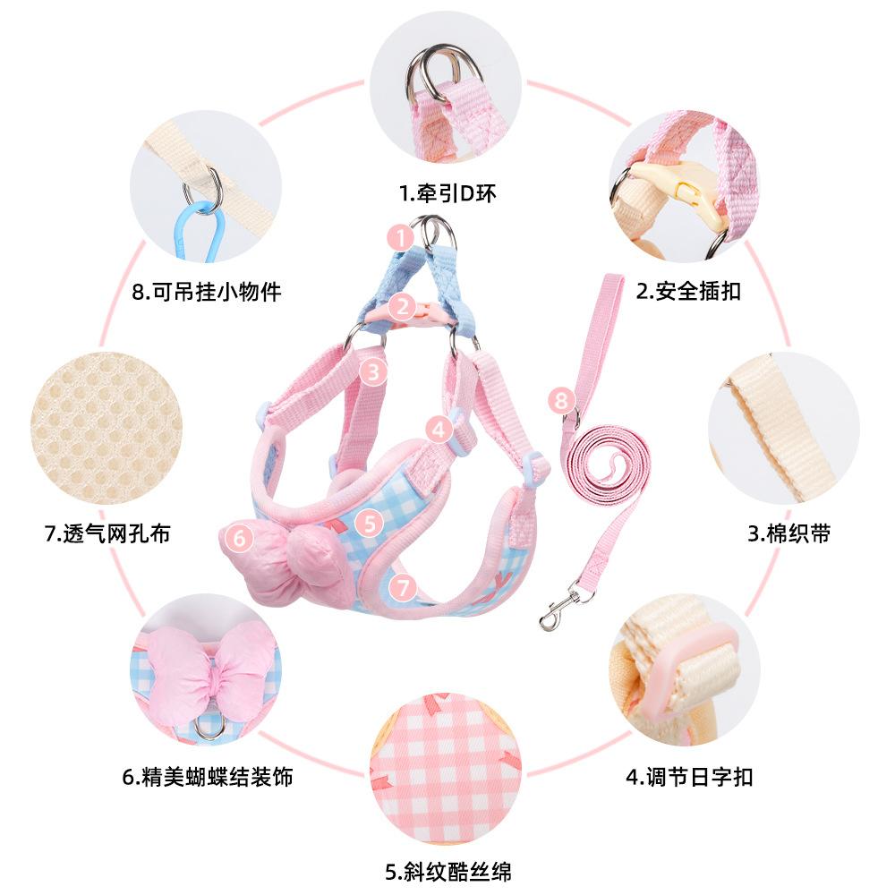 Dog Chest Strap Bow Soft Comfortable Sweet Dogs Traction Rope Puppy Accessories for Small Dogs Dog Harness