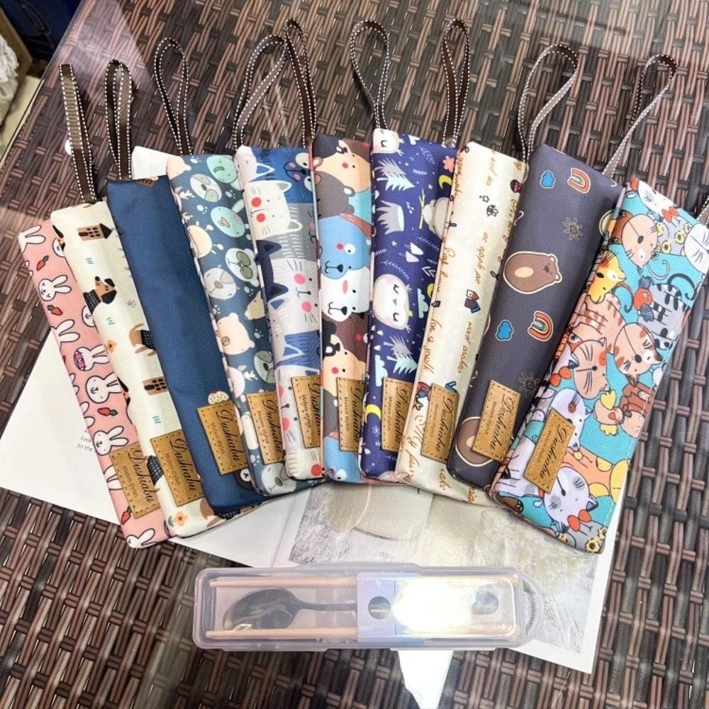 Zipper Closure Tableware Pouch Oxford Art Pencil Case New Pen Bag Outdoor Travel