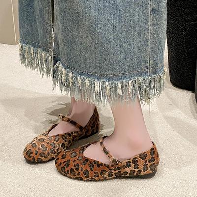 Женские туфли на плоской подошве Осень Новые с круглым носком Мелкий вырез Замшевая мягкая подошва Противоскользящие Износостойкие Туфли с низким верхом