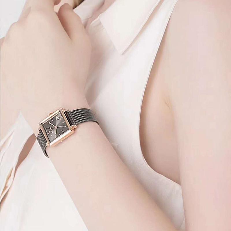New Julius Lady Women's Watch Japan Quartz Elegant Small Square Fashion Hours Bracelet Real Leather Girl's Birthday Gift Box