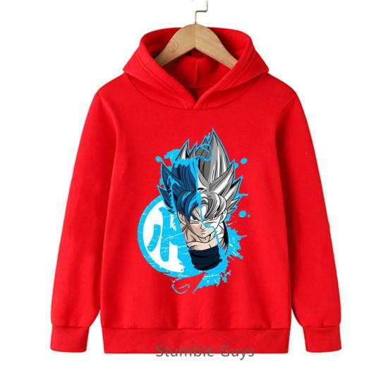 Dragon Ball Goku Ultra Instinct Blue Print Hoodie Kids Boys Girls Pullover Hooded Sweatshirt Anime Children Streetwear Tops