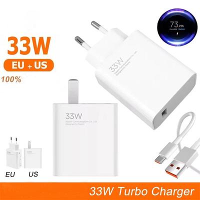 33W Turbo Charge Супер Быстрая Зарядка EU/US Адаптер Для Mi 11 10 Lite 5G Poco X3 M4 Pro Redmi Poco Смартфон