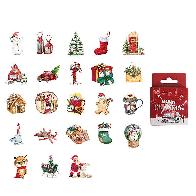 46pcs Merry Christmas Sticker Pack DIY Decorative Stationery Album Diary Cup Notebook Mobile Phone Toy Scrapbook