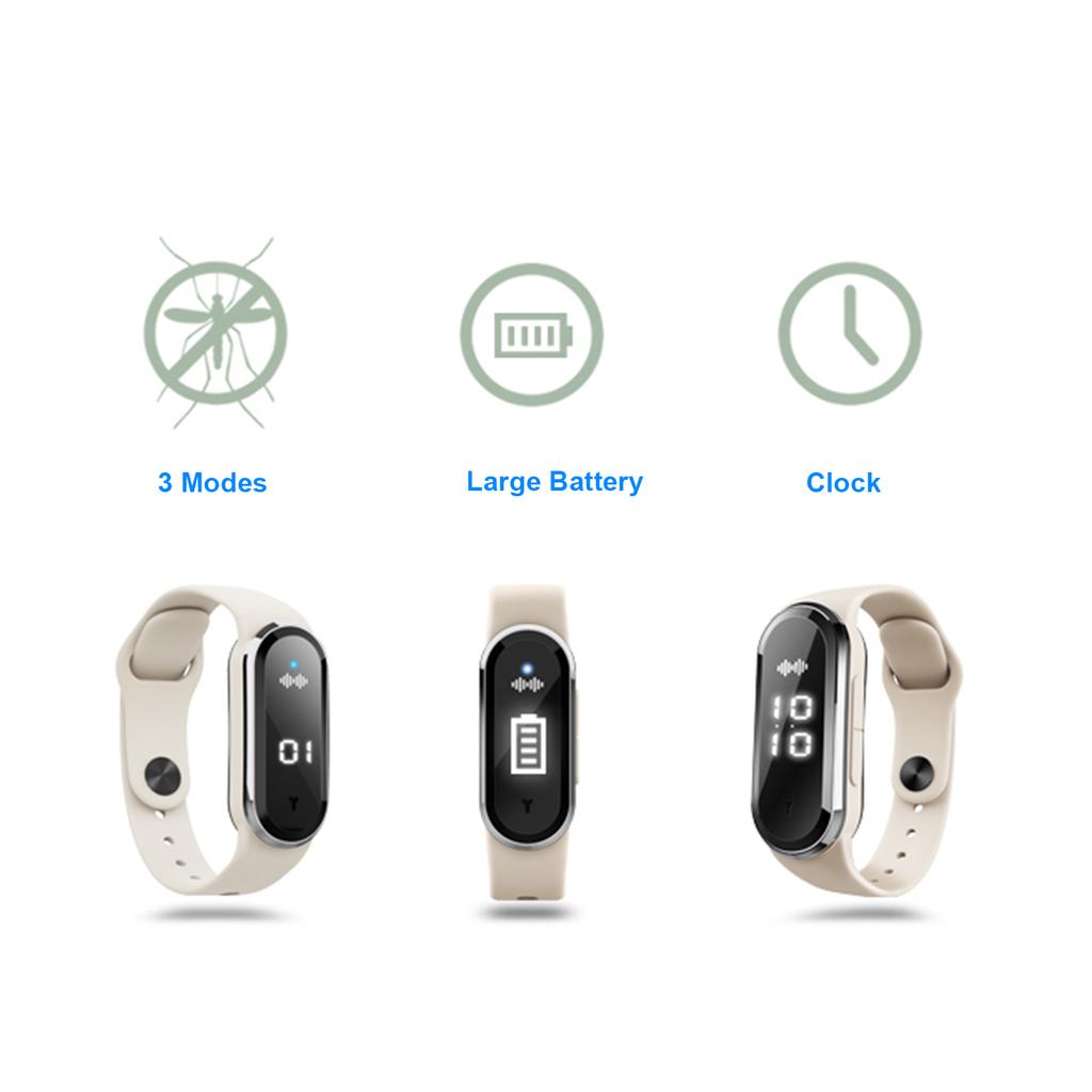 M21 Ультразвуковой браслет от комаров Часы USB Перезаряжаемый браслет против комаров Браслет