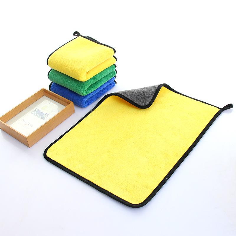 Двухцветное влаговпитывающее полотенце из кораллового флиса для чистки автомобиля, двустороннее, с возможностью нанесения логотипа