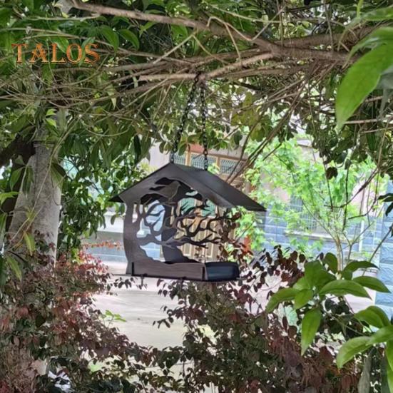 Металлический домик-кормушка для птиц на открытом воздухе, устойчивый к белкам, кормушка для диких птиц, подвесной домик для птиц для сада, патио, заднего двора, декор