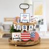 Tiered Tray Decor Wooden Patriotic Table Decor  For Independence Day Party Supplies