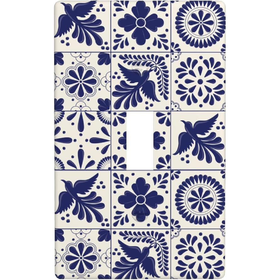 Mexican Talavera Tile Light Switch Cover 1-Gang,Single Toggle Decorative Switch Wall Plate Cover Faceplate,4.50" X 2.76"inch