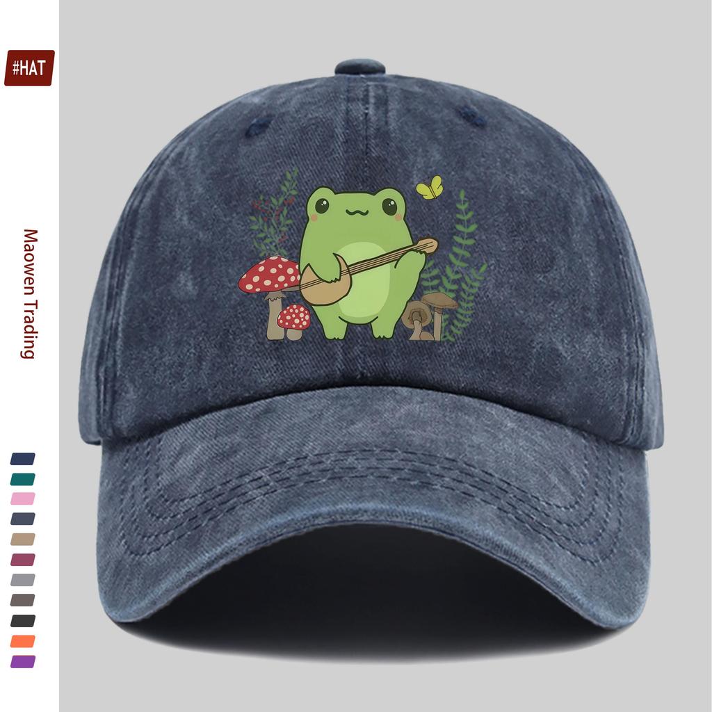 pc Cute Frog Print Baseball Cap Easy Decor Hat for Home Leisure MultiColor Optional Comfortable And Lightweight Adjustable