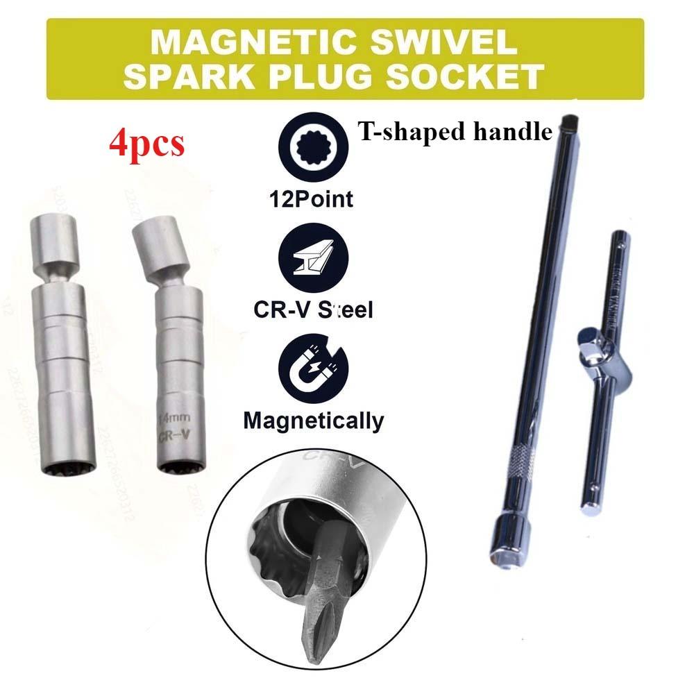 14mm 16mm Spark Plug Disassembly Tool Wrench Magnetic Socket 3/8 Inch 12 Point Rotation Wax Key 16mm Magnet Pull Out Spark Plug