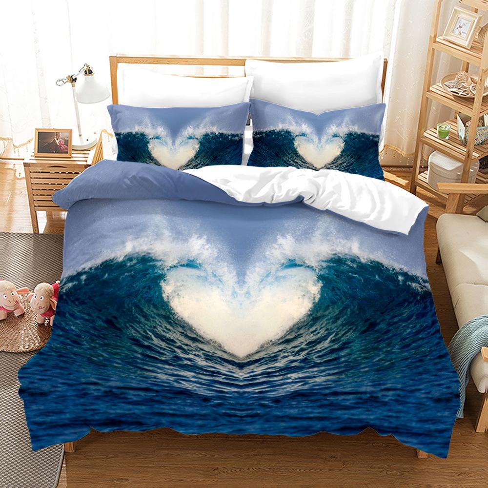 3D Love Постельное белье Пара Комната Пододеяльник Наволочка 2/3 шт. Праздничный подарок AU210 * 240 Полный размер Романтическая любовь Быстросохнущая Мягкий домашний текстиль