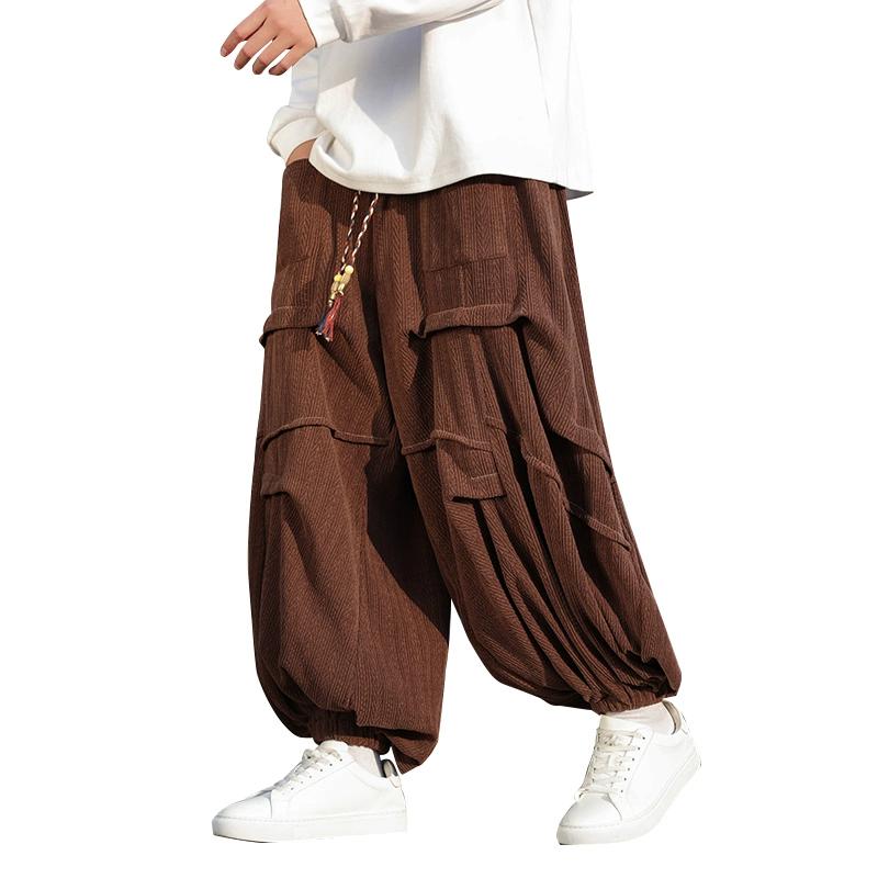2024 Осень Повседневные мужские брюки Корейские вельветовые однотонные брюки Комбинезоны Уличные брюки с широкими штанинами Трендовые брюки большого размера Универсальные брюки