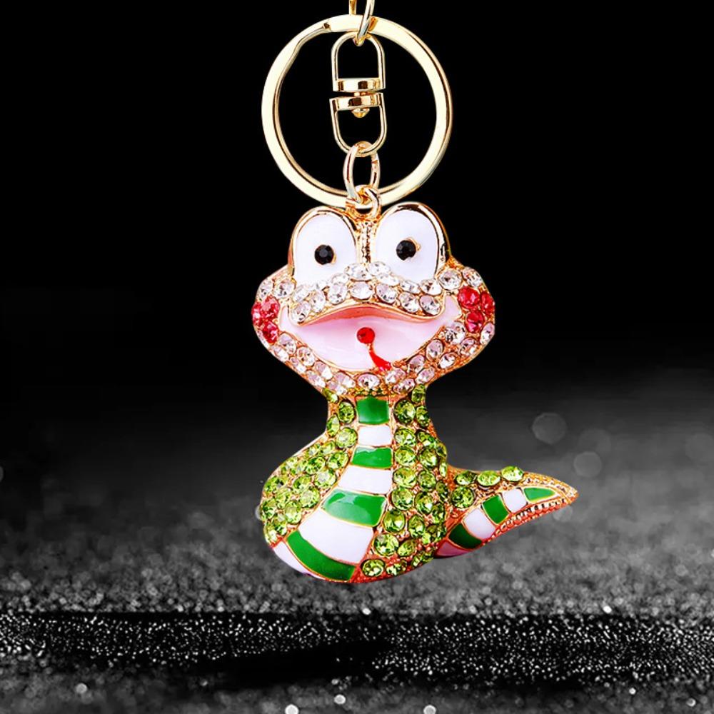 Fortune Rhinestone Snake Keychain Exquisite Women's Bag Pendant Cute Snake Lucky Pendant  Couple