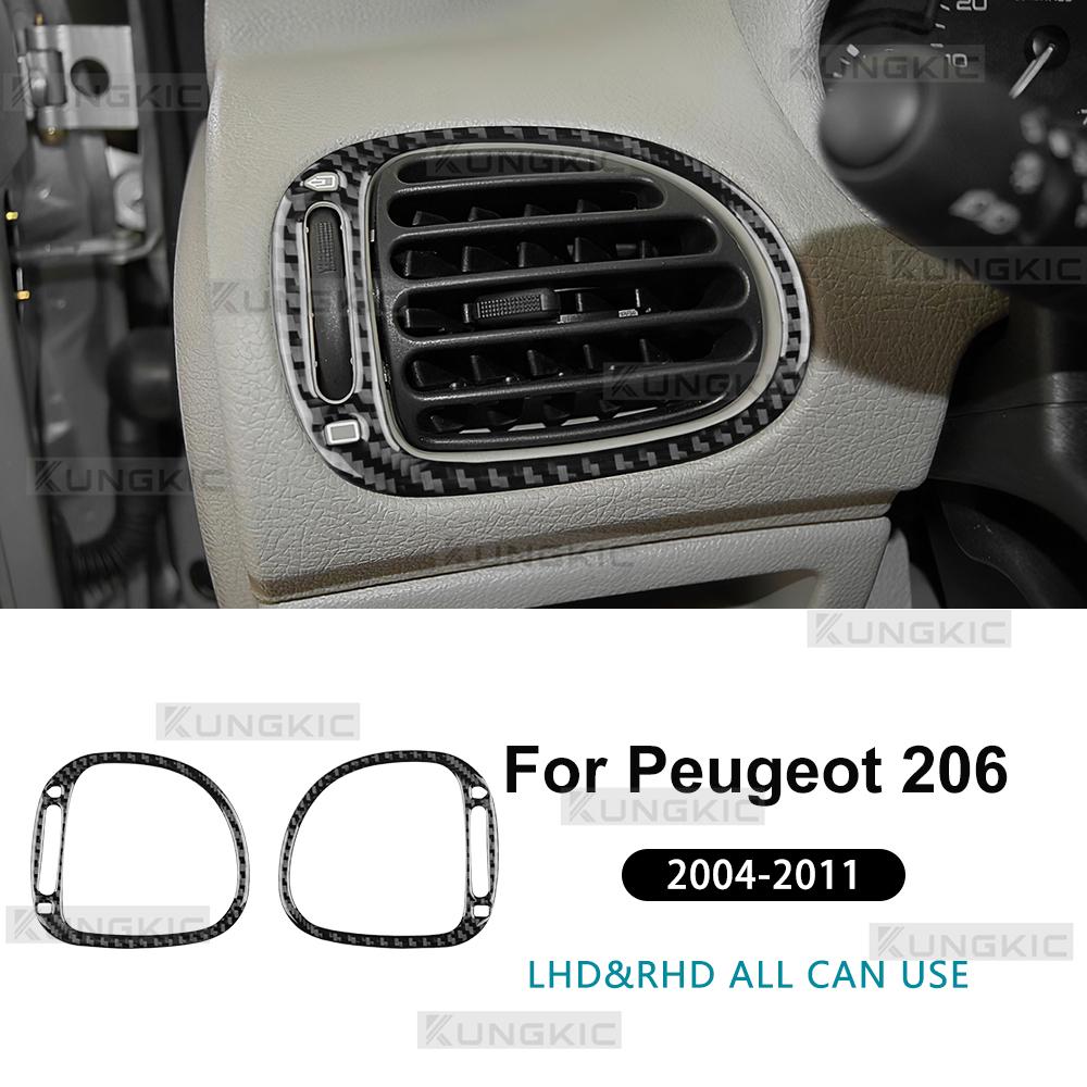 Real Soft Carbon Fiber Trim For Peugeot 206 2001 2002 2003 2004 2005 2006 2007 2008 2009 2010 Car AC Central Control Air Outlet
