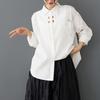 2025 Women Plus Size Spring Shirt Hollow Blouse Long Sleeve Buttons Fashion Tops Tees Loose White New