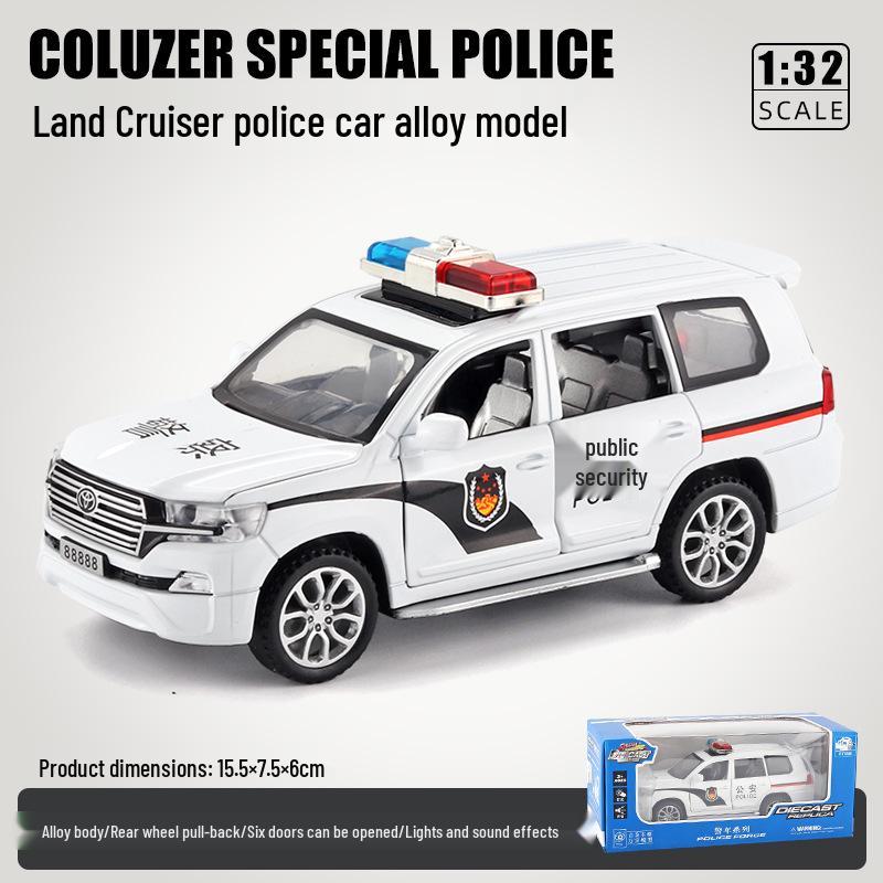 1:32 Игрушечная полицейская машинка из сплава с инерционным механизмом, со светом и звуком – Шесть открывающихся дверей для детей