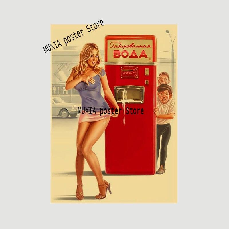 Ретро советский пин-ап пропагандистские плакаты для девочек крафт-бумага домашний декор гостиная бар кафе украшения настенные наклейки художественные картины