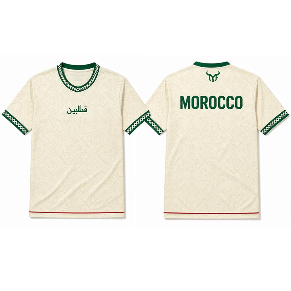 Morocco Style Printed Jerseys Men's And Women's Summer Street Short Sleeved Tee Sports Breathable Quick-drying Football T-shirt